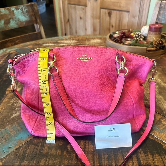 Coach Kelsey Small Satchel Pebble Pink Leather Crossbody Bag Authentic Pre-owned - Picture 3 of 9